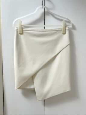 Mason Ivory Asymmetric Mini Wrap Skirt - SZ 2